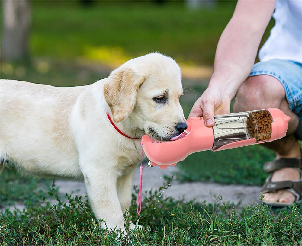 Pet Water Bottle Feeder Bowl Garbage Bag Storage Portable Pet